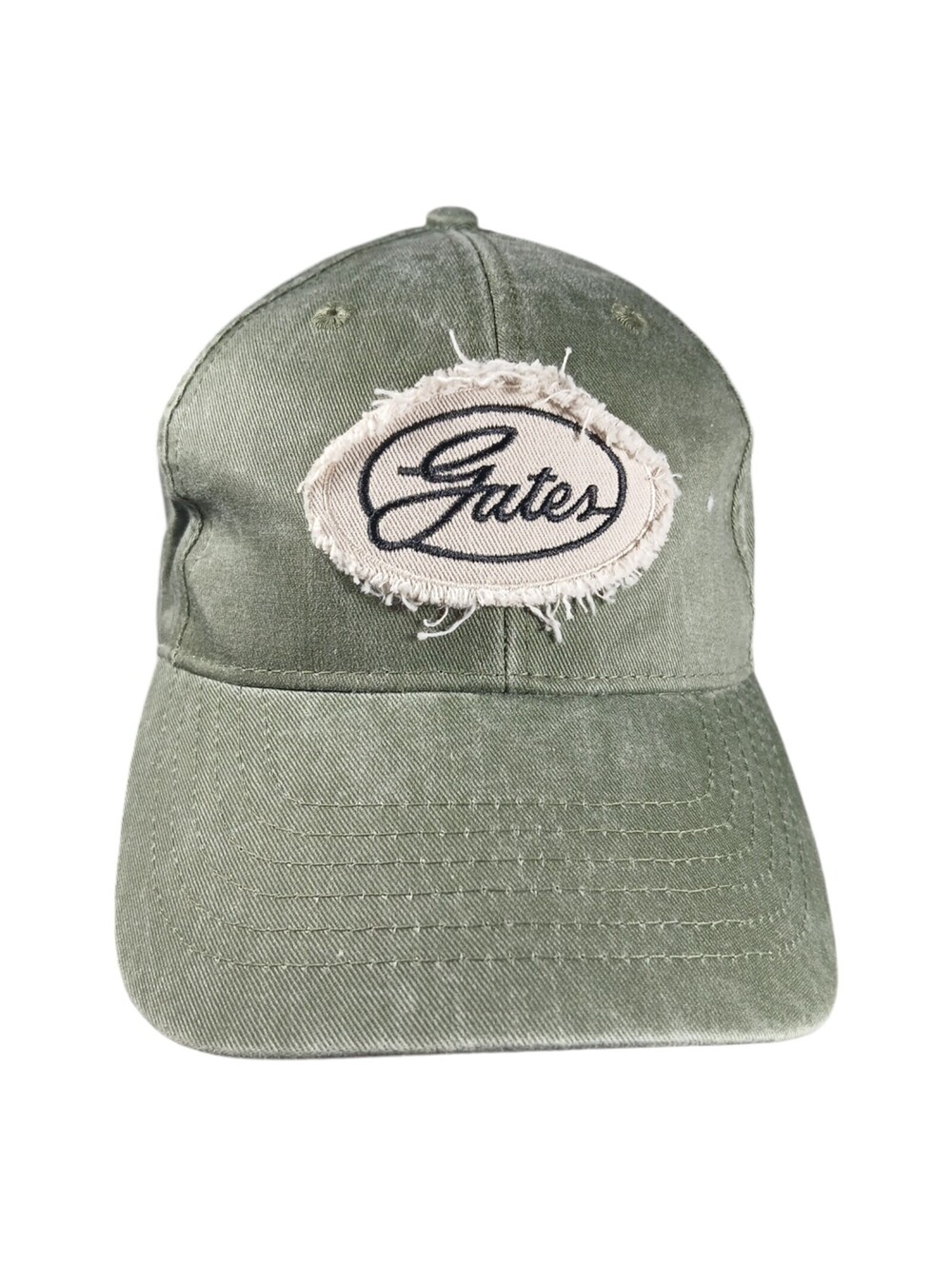 Gates Automotive Green Distressed Strapback Baseball Cap Hat Premium Headwear